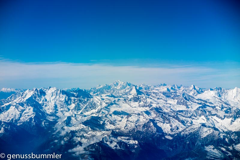 Rückblick Hinflug Mailand Alpen