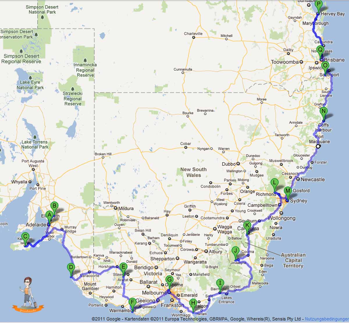 Roadtrip planen Karte Australien